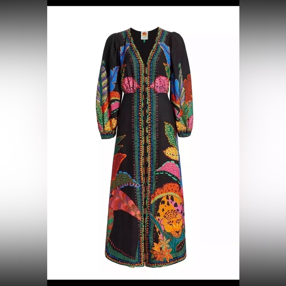 NWT Farm Rio black cool leopard maxi dress sz xs $275